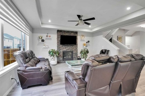 50 Cityside Terrace Ne, Calgary, AB - Indoor Photo Showing Living Room With Fireplace