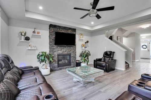 50 Cityside Terrace Ne, Calgary, AB - Indoor Photo Showing Living Room With Fireplace