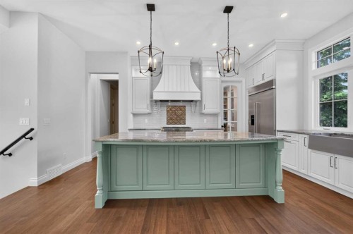 8 Spring Valley Lane Sw, Calgary, AB - Indoor Photo Showing Kitchen With Upgraded Kitchen