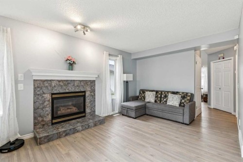 116 Quigley Close, Cochrane, AB - Indoor Photo Showing Living Room With Fireplace
