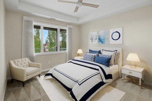 205-15 Everstone Drive Sw, Calgary, AB - Indoor Photo Showing Bedroom