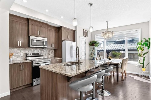 98 Saddlelake Terrace, Calgary, AB - Indoor Photo Showing Kitchen With Double Sink With Upgraded Kitchen