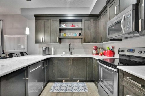 105-6603 New Brighton Avenue Se, Calgary, AB - Indoor Photo Showing Kitchen With Upgraded Kitchen