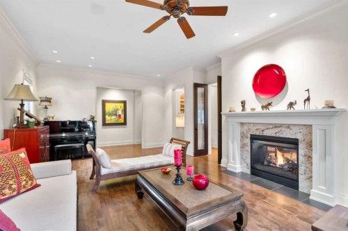 2905 Carleton Street Sw, Calgary, AB - Indoor Photo Showing Living Room With Fireplace