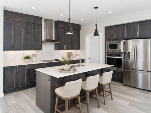 137 Creekside Way Sw, Calgary, AB - Indoor Photo Showing Kitchen With Stainless Steel Kitchen With Upgraded Kitchen