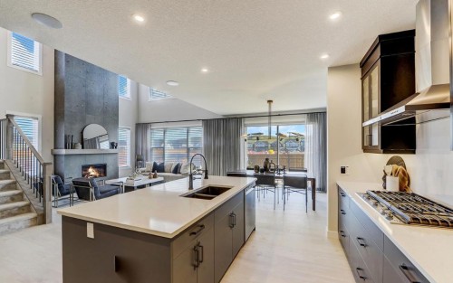 525 Lucas Way Nw, Calgary, AB - Indoor Photo Showing Kitchen With Double Sink With Upgraded Kitchen