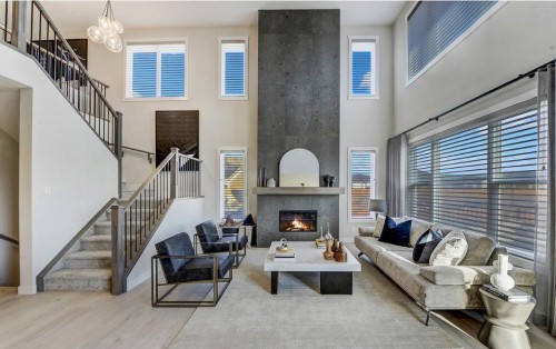 525 Lucas Way Nw, Calgary, AB - Indoor With Fireplace