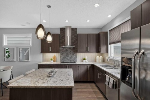 211 Skyview Point Road Ne, Calgary, AB - Indoor Photo Showing Kitchen With Double Sink With Upgraded Kitchen