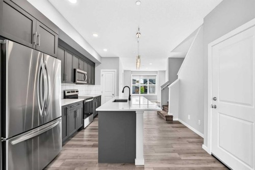 97 Herron Mews Ne, Calgary, AB - Indoor Photo Showing Kitchen With Upgraded Kitchen
