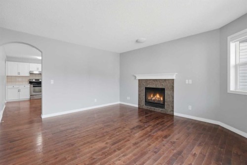 289 Taralake Terrace Ne, Calgary, AB - Indoor Photo Showing Living Room With Fireplace