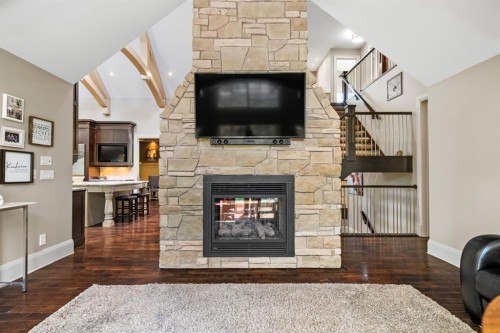 136 Posthill Drive Sw, Calgary, AB - Indoor Photo Showing Living Room With Fireplace