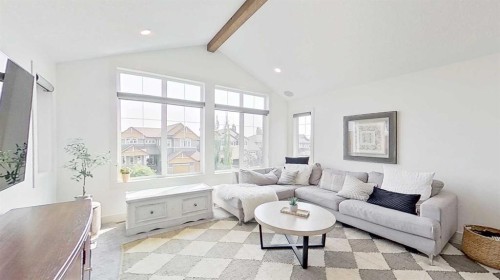 107 Auburn Sound Cove Se, Calgary, AB - Indoor Photo Showing Living Room