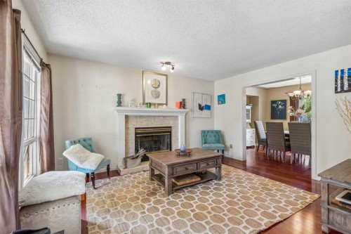 684 Sunmills Drive Se, Calgary, AB - Indoor Photo Showing Living Room With Fireplace