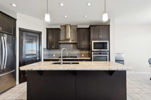 215 Redstone Heights Ne, Calgary, AB - Indoor Photo Showing Kitchen With Stainless Steel Kitchen With Upgraded Kitchen