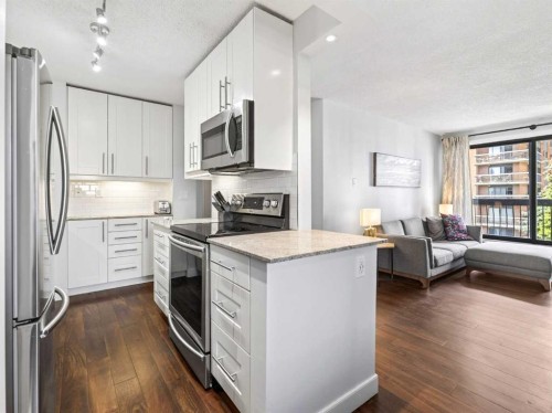 703-537 14 Avenue Sw, Calgary, AB - Indoor Photo Showing Kitchen With Stainless Steel Kitchen With Upgraded Kitchen