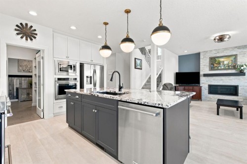 218 Boulder Creek Place, Langdon, AB - Indoor Photo Showing Kitchen With Stainless Steel Kitchen With Upgraded Kitchen
