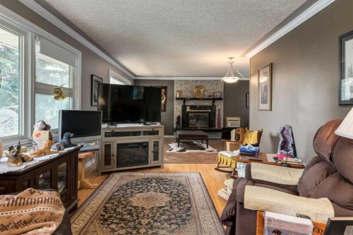 723 Trafford Drive Nw, Calgary, AB - Indoor Photo Showing Living Room With Fireplace