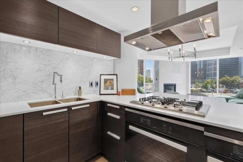302-738 1 Avenue Sw, Calgary, AB - Indoor Photo Showing Kitchen With Double Sink