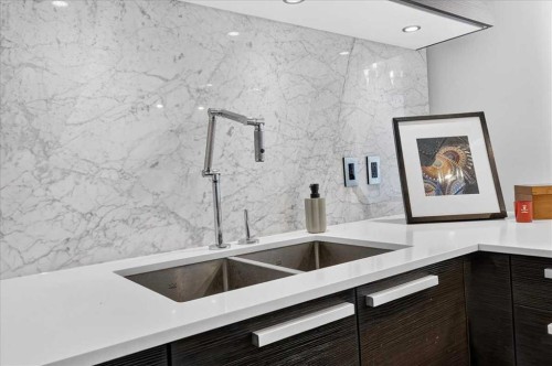 302-738 1 Avenue Sw, Calgary, AB - Indoor Photo Showing Kitchen With Double Sink