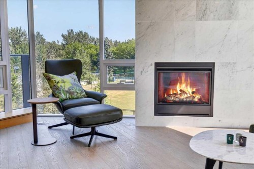 302-738 1 Avenue Sw, Calgary, AB - Indoor Photo Showing Living Room With Fireplace