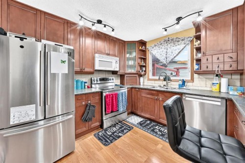 983 Rundlecairn Way Ne, Calgary, AB - Indoor Photo Showing Kitchen With Double Sink