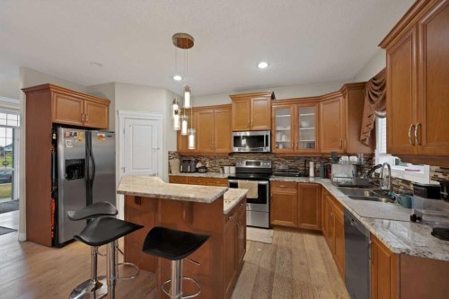 77 Saddleland Drive Ne, Calgary, AB - Indoor Photo Showing Kitchen With Double Sink