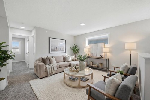 75 Howse Crescent Ne, Calgary, AB - Indoor Photo Showing Living Room With Fireplace