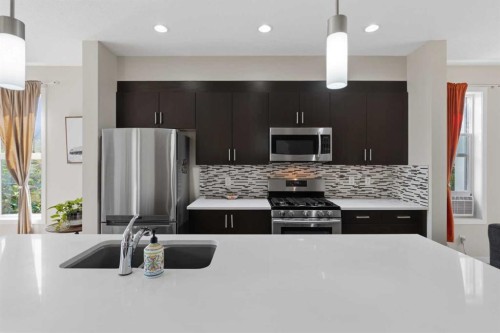 33 Chaparral Valley Park, Calgary, AB - Indoor Photo Showing Kitchen With Stainless Steel Kitchen With Upgraded Kitchen