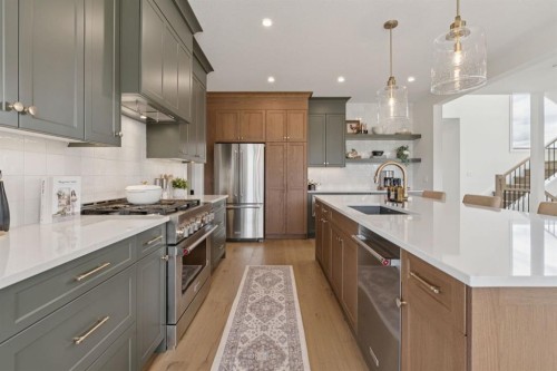 430 Monterra Bay, Cochrane Lake, AB - Indoor Photo Showing Kitchen With Upgraded Kitchen