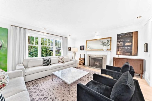 3223 2 Street Sw, Calgary, AB - Indoor Photo Showing Living Room With Fireplace