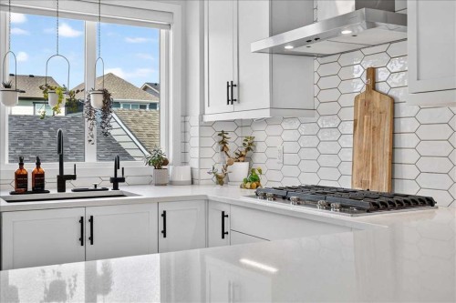 199 Magnolia Way Se, Calgary, AB - Indoor Photo Showing Kitchen With Upgraded Kitchen