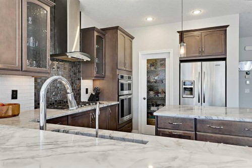 71 Chaparral Valley Way Se, Calgary, AB - Indoor Photo Showing Kitchen With Upgraded Kitchen