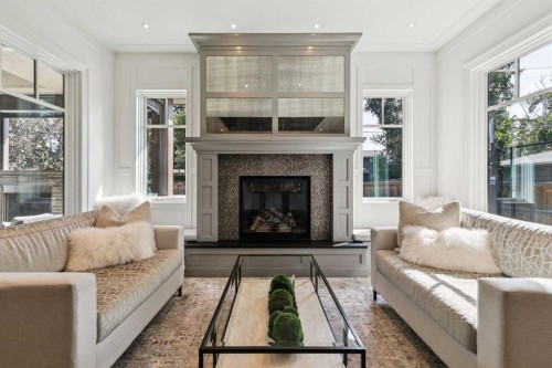1623 49 Avenue Sw, Calgary, AB - Indoor Photo Showing Living Room With Fireplace