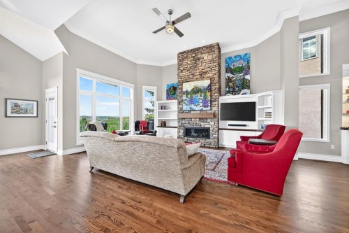 148 Scenic Ridge Crescent Nw, Calgary, AB - Indoor Photo Showing Living Room With Fireplace