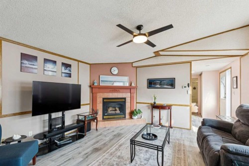 25 Erin Woods Circle Se, Calgary, AB - Indoor Photo Showing Living Room With Fireplace