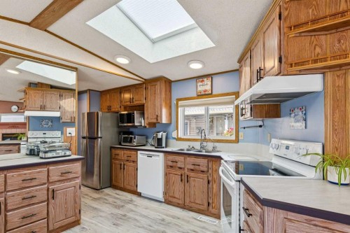 25 Erin Woods Circle Se, Calgary, AB - Indoor Photo Showing Kitchen With Double Sink