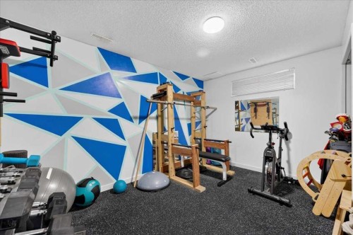 95 Hidden Point Nw, Calgary, AB - Indoor Photo Showing Gym Room