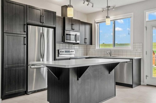 244 Sundown View, Cochrane, AB - Indoor Photo Showing Kitchen With Stainless Steel Kitchen With Upgraded Kitchen