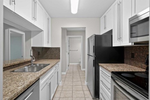 116-790 Kingsmere Crescent Sw, Calgary, AB - Indoor Photo Showing Kitchen With Double Sink