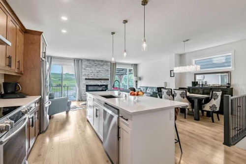 100 Cranbrook Gardens West, Calgary, AB - Indoor Photo Showing Kitchen With Upgraded Kitchen