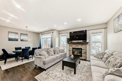 60 Evansborough Road Nw, Calgary, AB - Indoor Photo Showing Living Room With Fireplace