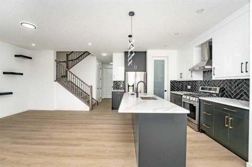 180 Lakewood Circle, Strathmore, AB - Indoor Photo Showing Kitchen With Upgraded Kitchen