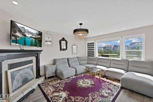 33 Skyview Springs Road Ne, Calgary, AB - Indoor Photo Showing Living Room With Fireplace
