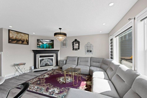 33 Skyview Springs Road Ne, Calgary, AB - Indoor Photo Showing Living Room With Fireplace