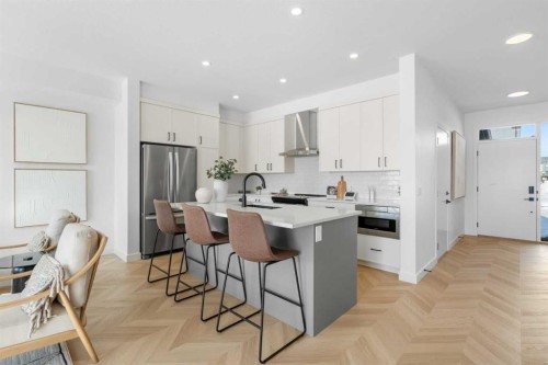 8493 21 Avenue Se, Calgary, AB - Indoor Photo Showing Kitchen With Stainless Steel Kitchen With Upgraded Kitchen