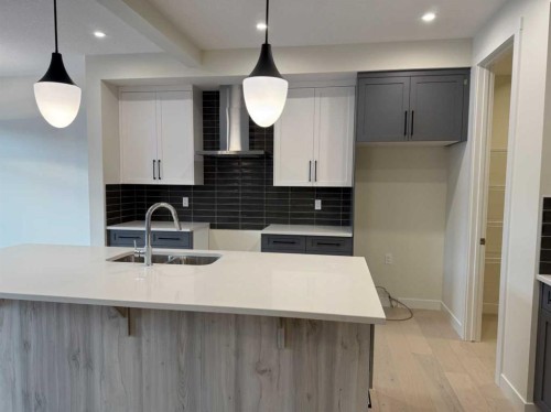 111 Sundown Crescent, Cochrane, AB - Indoor Photo Showing Kitchen With Upgraded Kitchen