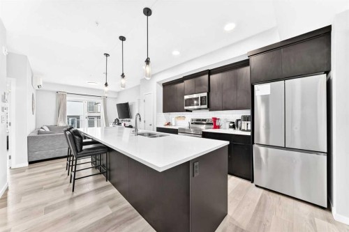2308-220 Seton Grove Se, Calgary, AB - Indoor Photo Showing Kitchen With Double Sink With Upgraded Kitchen