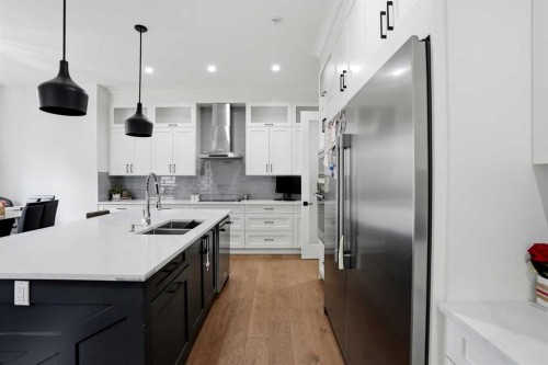 166 Kinniburgh Crescent, Chestermere, AB - Indoor Photo Showing Kitchen With Stainless Steel Kitchen With Double Sink With Upgraded Kitchen