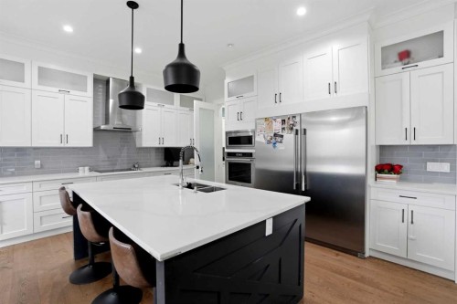 166 Kinniburgh Crescent, Chestermere, AB - Indoor Photo Showing Kitchen With Stainless Steel Kitchen With Double Sink With Upgraded Kitchen