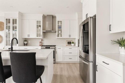 1129 Cranbrook Gardens Se, Calgary, AB - Indoor Photo Showing Kitchen With Stainless Steel Kitchen With Upgraded Kitchen